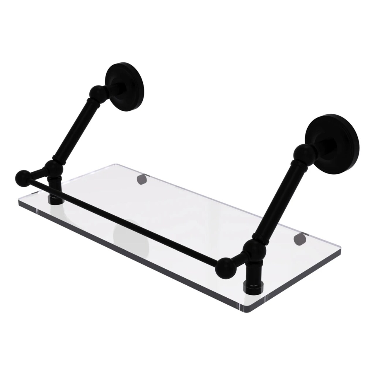 Prestige Regal 30 Inch Floating Glass Shelf With Gallery Rail - Pr-1-30-Gal-Bkm